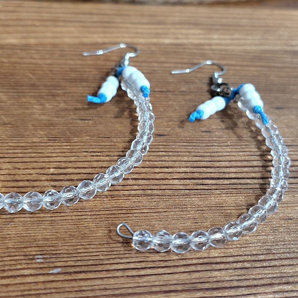 *5 For $20***Ladies Long Clear Beaded Dangle Earrings,  Handmade - Picture 5 of 8